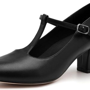 2.5" Character Shoes for Women T-Strap Dance Heels for Ballroom Salsa Tango Wedding Flamenco Latin Size 6