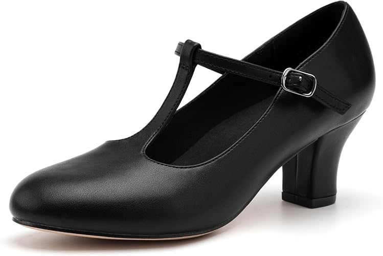 2.5" Character Shoes for Women T-Strap Dance Heels for Ballroom Salsa Tango Wedding Flamenco Latin Size 6