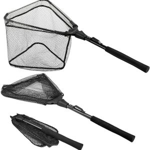 Fishing Net Fish Landing Net, Foldable Collapsible Telescopic Pole Handle, Durable Nylon Material Mesh
