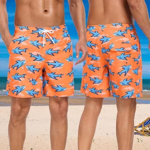 Mens Swim Trunks Swimsuits Board Beach Shorts with Compression Liner Quick Dry 7'' Inseam Board Trunks 1 Pack Swimwear